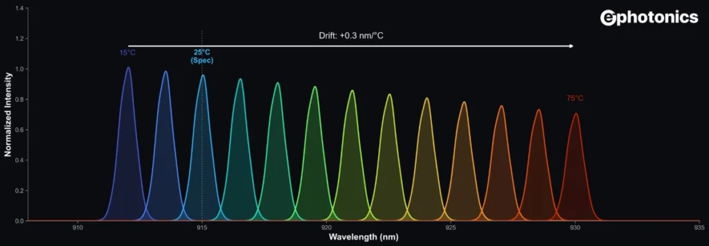 Laser diode wavelength temperature tuning  engineer adjusting TEC controller for precise nm setpoint control